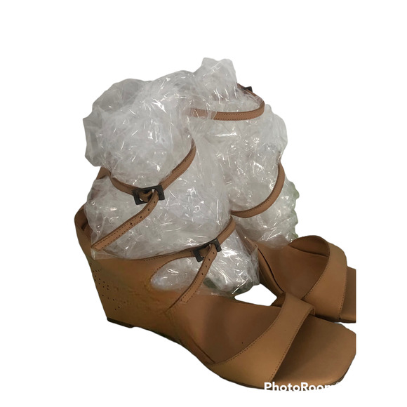 MARAOLO WOMENS DESIGN WEDGE SHOES LEATHER UPPER LIGHT TAN SIZE 10 - Picture 2 of 7